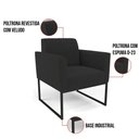 Ver imagem 2 de Kit 2 Poltronas Base Industrial Preto Marisa Veludo Preto D03 - D'Rossi