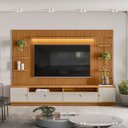 Ver imagem 1 de Rack com Painel Ripado para TV 75 Pol. 268cm Golden L06 Nature/Off White - Mpozenato