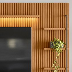 Rack com Painel Ripado para TV 75 Pol. 268cm Golden L06 Nature/Off White - Mpozenato - 3