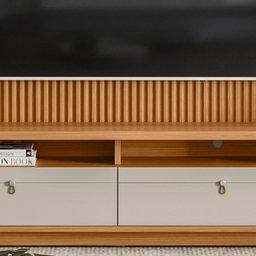 Rack com Painel Ripado para TV 75 Pol. 268cm Golden L06 Nature/Off White - Mpozenato - 6