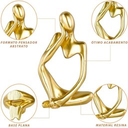 Kit Enfeite Decorativo Figura Abstrata Homem Pensador Reflexão Ampulheta Decoração Ambientes - Kit a - 5