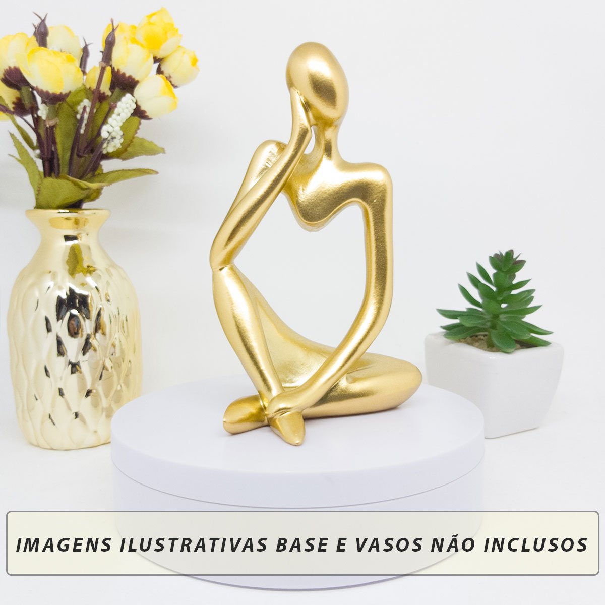 Kit Enfeite Decorativo Figura Abstrata Homem Pensador Reflexão Ampulheta Decoração Ambientes - Kit a - 2