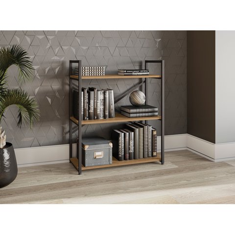 Estante Estilo Industrial Kappesberg c/ 3 Prateleiras Cor Freijó/Preto