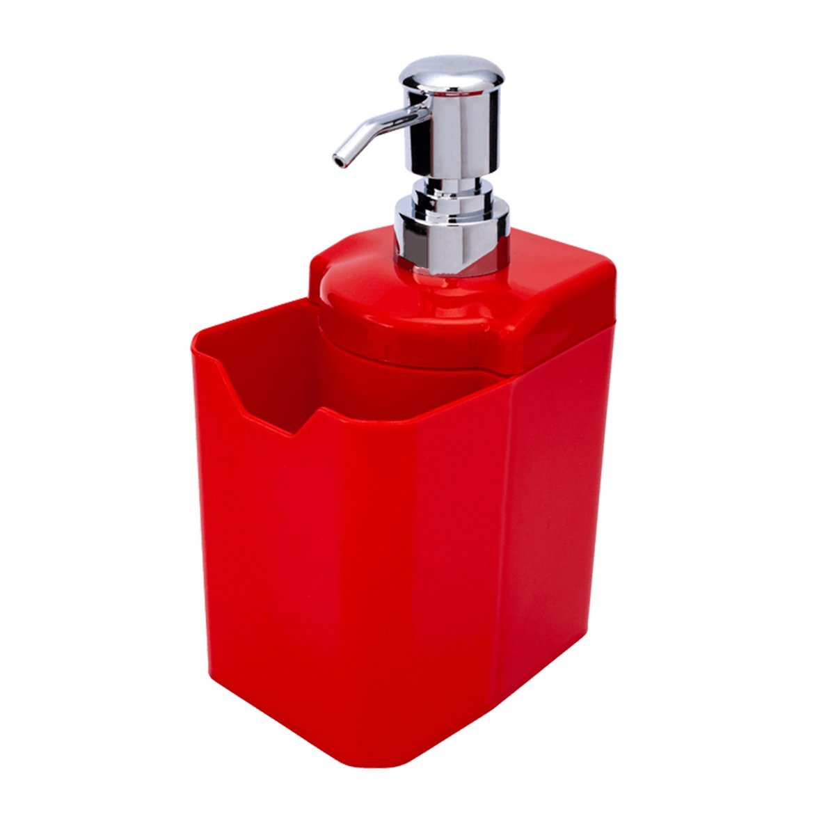 Dispenser Porta Detergente e Esponja / Bucha Fixação Parede:Vermelho