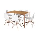 Ver imagem 6 de Mesa Jantar Industrial Retangular 137X90Cm Canela Base V Com 6 Cadeiras Brancas Base Co Cor: Canela