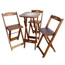 Ver imagem 2 de Kit 4 Conjuntos Bistrô Mesa com 3 Banquetas Dobráveis de Madeira Personalizada Hei - Imbuia