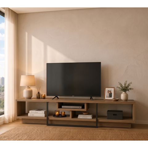 Rack para TV até 75 Polegadas Industrial 180cm Element Marrom Nogueira