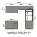 Ver imagem 4 de Armário de  Cozinha Completa 270cm Rustic/Cinza Agata Madesa 08