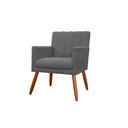 Ver imagem 3 de Kit Namoradeira + 2 Poltronas Decorativa Cecília Suede Cinza Pés Madeira Ms Decor