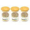 3 Potes De Vidro Hermético Pequeno Redondo 250Ml Tampa Bambu - 1