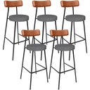 Ver imagem 1 de Kit 05 Banquetas Altas Cozinha Sala Jantar Aço Milão L02 Couríssimo Camel Cinza Escuro - Lyam Decor