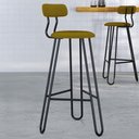 Ver imagem 2 de Banqueta Alta Bar Cozinha Sala de Jantar Áris C01 Preto Linho Mostarda - Lyam Decor