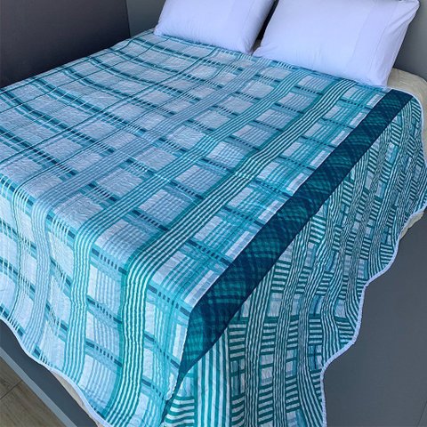 Colcha Casal Basic 100% Poliéster 180x215cm Verde Água