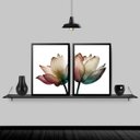Ver imagem 1 de Kit 2 Quadros Decorativos Flores Metade 33x24cm:Madeira branca