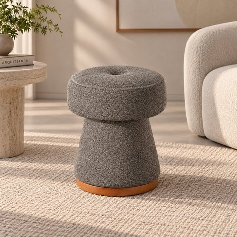 Puff Estofado Confortável Madeira Maciça Base Laminada Bloom Espresso Móveis