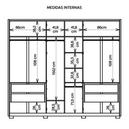 Guarda Roupa Casal Comodus 6 Portas 4 Gavetas Marrom Caemmun - 8
