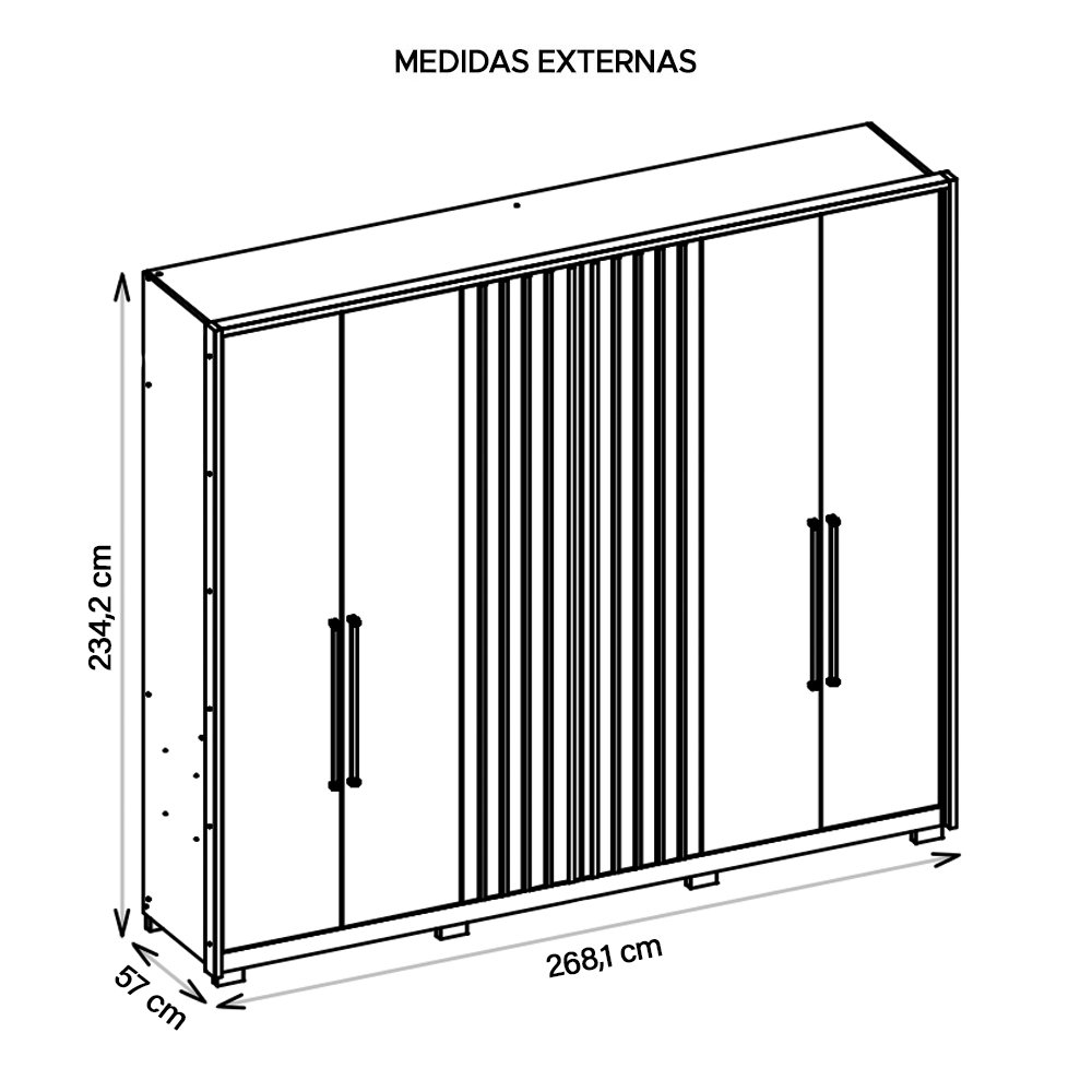 Guarda Roupa Casal Comodus 6 Portas 4 Gavetas Marrom Caemmun - 7