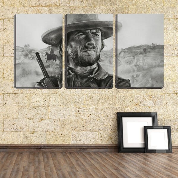 Quadro Decorativo 55x110 arte clint eastwood - 2