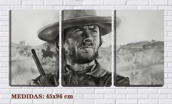 Quadro Decorativo 55x110 arte clint eastwood