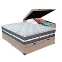 Ver imagem 1 de Cama Box Baú Bege e Colchão Black Graphite Molas Ensacadas Casal 138x188x32 Anjos
