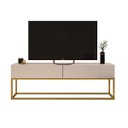 Ver imagem 1 de rack para sala estilo industrial 2 gavetas Off White/Dourado