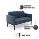 Ver imagem 6 de Sofá Namoradeira com Poltrona Base de Madeira Fixa Preto Marisa Suede D03 - D’RossiAzul Mari