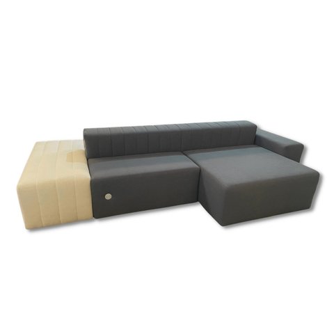 Sofá Ilha de Canto 10 Lugares com Chaise - ILHA001: cinza e creme