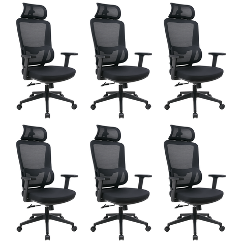 Kit 6 Cadeiras de Escritório Presidente Titan - Preta