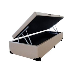 Cama Box Baú Solteiro King Design Sintético Bege 88x188x41