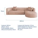 Ver imagem 3 de Sofá Modular Sala de Estar Decoração Luxo 265cm Lado Esquerdo Suede Celinne Luxuoso