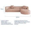 Ver imagem 3 de Sofá Modular Sala de Estar Decoração Luxo 265cm Lado Esquerdo Suede Celinne Luxuoso
