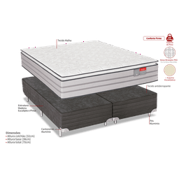 Conjunto Box Queen Protettore Pillow Top Espuma Viscoelástica 158x198x70 Reconflex - 3