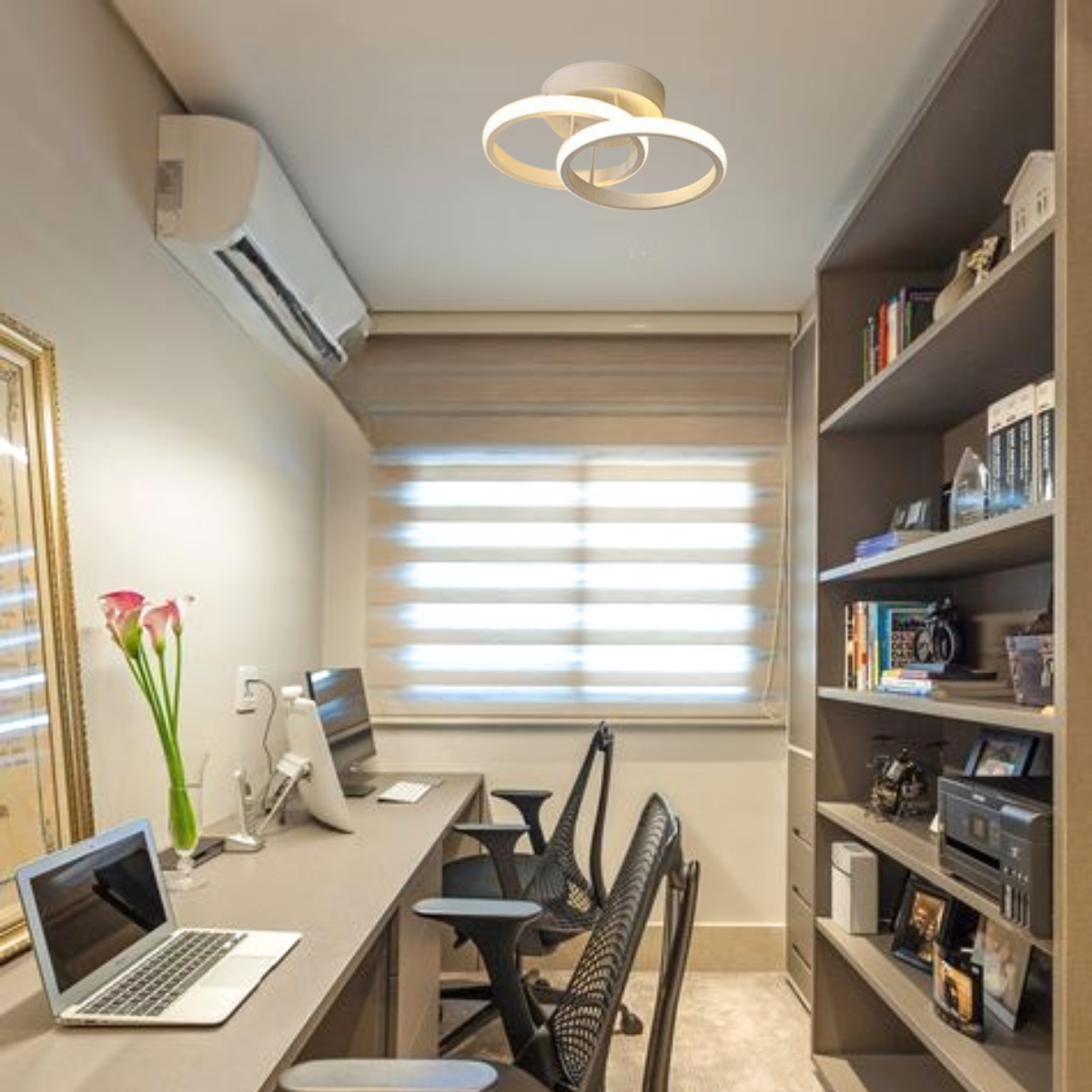 Ver imagem 3 de Luminária Teto Parede 25cm Anel Duplo 24 Watts Led 3x1 Lustre Bivolt Gimpo Kjgd-327:branco