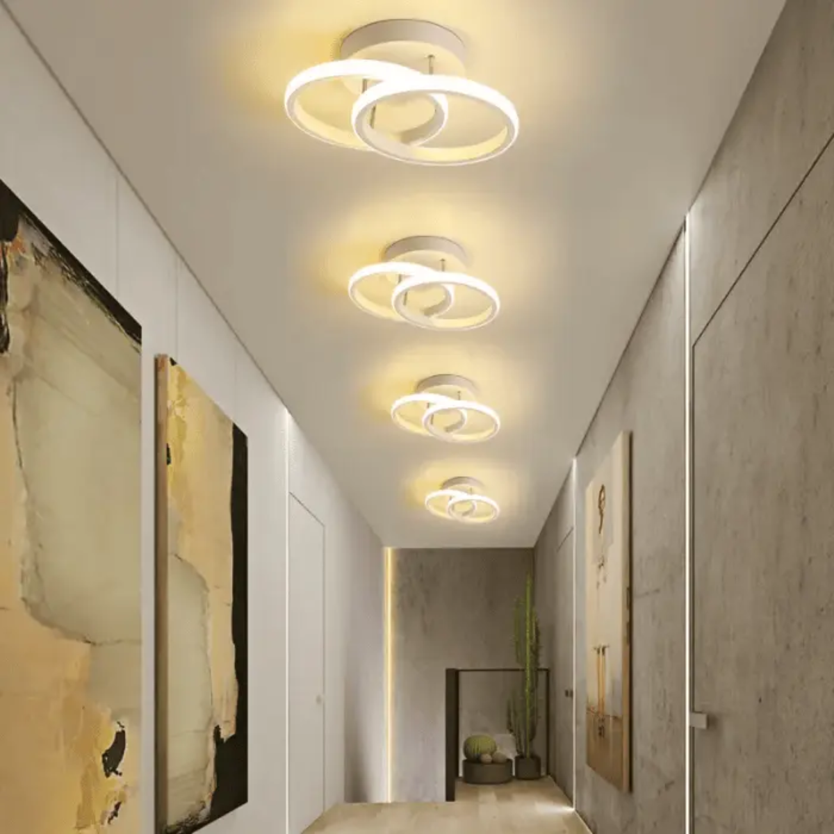 Luminária Teto Parede 25cm Anel Duplo 24 Watts Led 3x1 Lustre Bivolt Gimpo Kjgd-327:branco