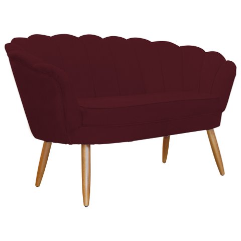 Namoradeira Poltrona Decorativa Pétala Pé Palito Suede Bordo - Fm
