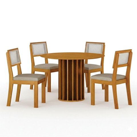 Mesa de Jantar Flora 108x108 Cinamomo-cinamomo Copo com Kit 4 Cadeiras para Mesa de Jantar Flora Jol