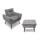 Ver imagem 1 de Kit Poltrona com Puff Opala para Sala Confortável e Resistente Suede