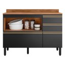 Ver imagem 3 de Balcão Pia Proença 120cm 1 Porta e 4 Gavetas Nogueira Touch-carbono Prime Tx com Tampo Mdf -