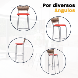 Kit 3 Banqueta Bistro para Cozinha Junco Cappuccino Àrea Gourmet Balcão Bancada bares Churrasqueira - 5