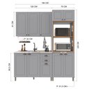 Ver imagem 3 de Cozinha Modulada 3 Peças Torre Quente Balcão e Armário Aéreo 100% MDF Bari Cinza/Titanio Fosco