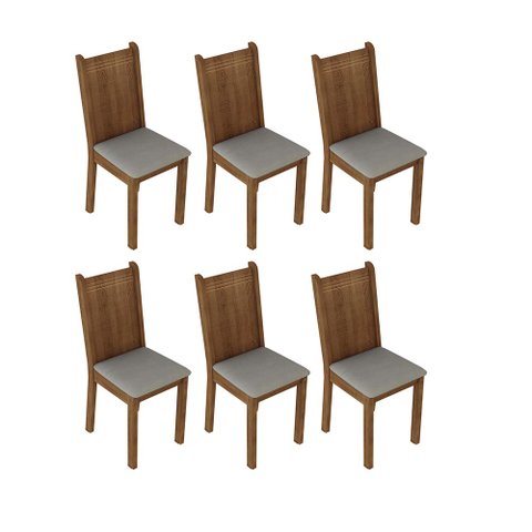 Kit 6 Cadeiras 4290 Madesa Rustic/Pérola Cor:Rustic/Pérola