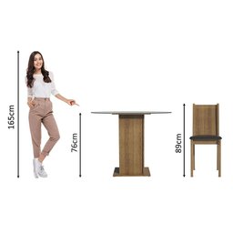 Conjunto Sala de Jantar Madesa Débora Mesa Tampo de Vidro Redondo 4 Cadeiras - Rustic/preto - 5