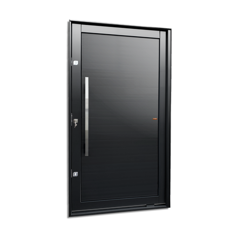 Porta Pivotante Alumínio Lambril c/Puxador Esq. Elite Preto 216x120 Brimak