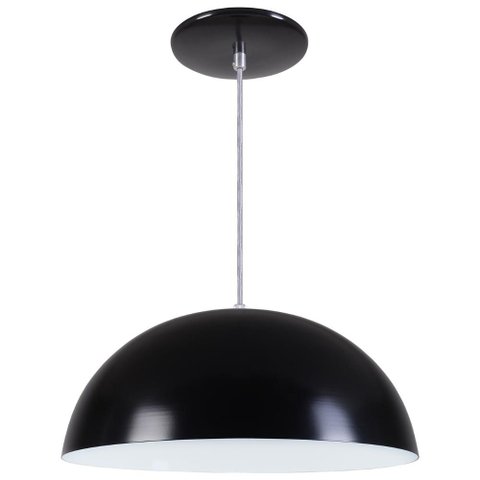 Pendente Meia Lua 34cm Luminária Alumínio Amarela / Branco Brilhante