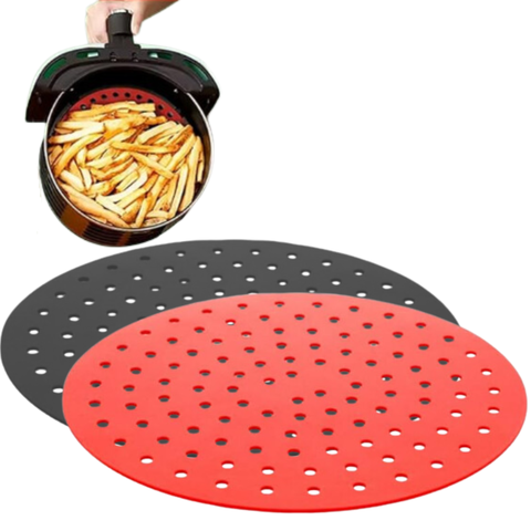 Kit 2unds Tapete Airfryer Silicone Antiaderente Reutilizável Redondo