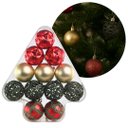 Ver imagem 4 de Kit 12 Bolas Natal Texturas Arabesco Luxo Vermelho, Dourado e Verde 6cm na Caixa Pinheiro - Magizi