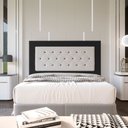 Ver imagem 2 de Cabeceira Queen 1,60m Havana Suede com Corino Branco - Pallazio - Preto
