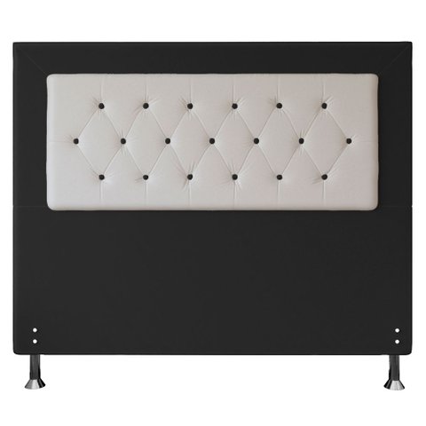 Cabeceira Queen 1,60m Havana Suede com Corino Branco - Pallazio - Preto