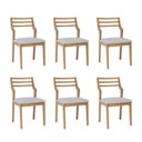 Ver imagem 1 de Kit 6 Cadeiras para Sala de Jantar Estofadas Damasco Cinza/Madeira