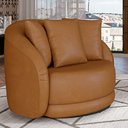 Ver imagem 2 de Kit 2 Poltronas Decorativas Base Giratória Galáxia com Almofadas PU Caramelo G45 - Gran Belo